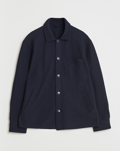 Eton Boiled Wool Overshirt Navy – Blå