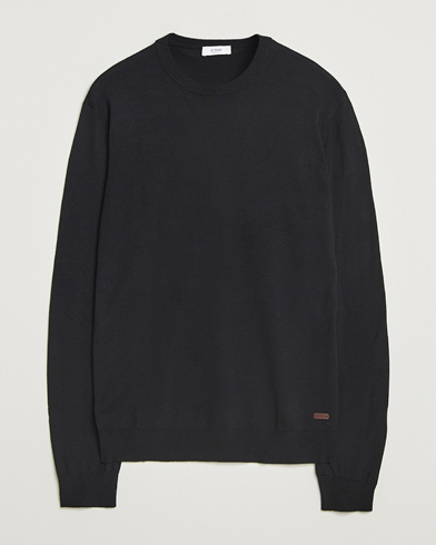 Eton Merino Knitted Crew Neck Black – Svart