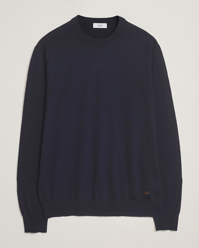 Eton Merino Knitted Crew Neck Navy – Blå