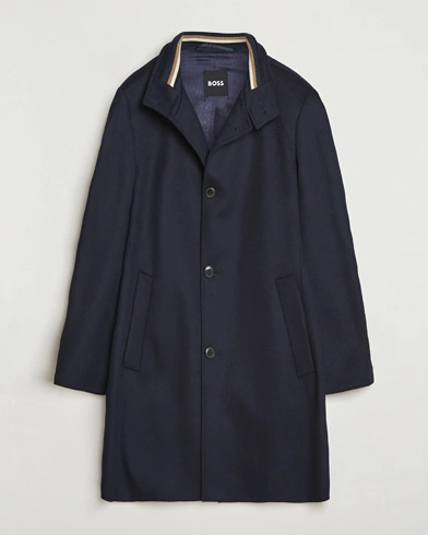 Herre | BOSS BLACK | BOSS BLACK Hyde Stand Up Collar Coat Dark Blue