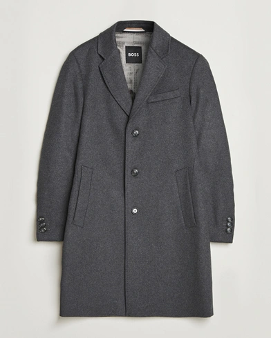 BOSS BLACK Hyde Wool Coat Medium Grey – Grå