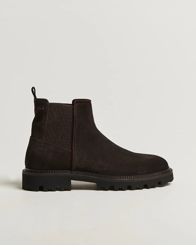 Herre | BOSS BLACK | BOSS BLACK Julyo Suede Chelsea Boot Dark Brown