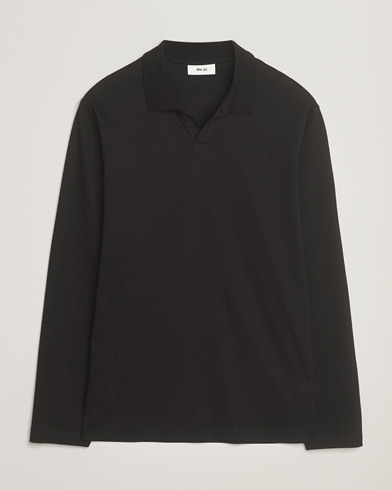 Herre | NN07 | NN07 Paul Mercerized Long Sleeve Polo Black