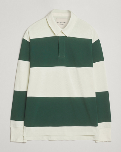 Herre | GANT 240 Mulberry Street | GANT 240 Mulberry Street Block Stripe Heavy Rugger Forest Green/White