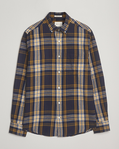 Herre | GANT | GANT Regular Fit Checked Flannel Shirt Evening Blue