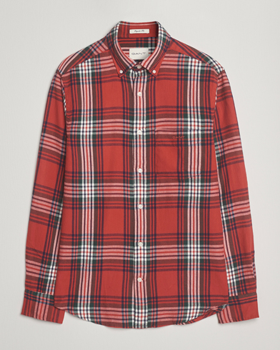 Herre | GANT | GANT Regular Fit Checked Flannel Shirt Modern Rust
