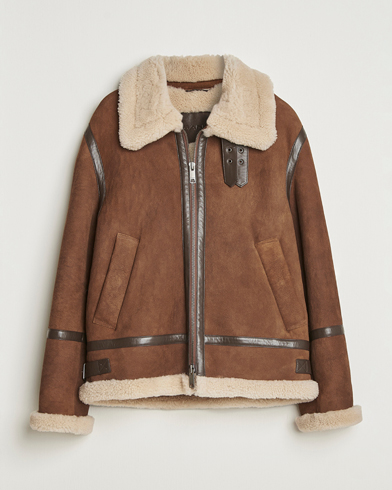 Herre | GANT | GANT Suede Shearling Jacket Mahogany Brown