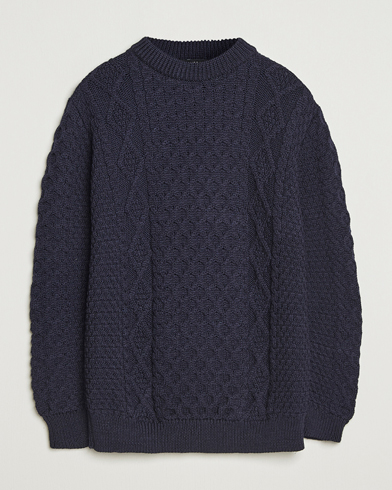 Herre | Gloverall | Gloverall Aran Wool Knitted Sweater Navy