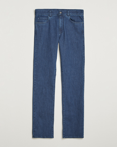 Canali Slim Fit Jeans Mid Blue Wash – Blå