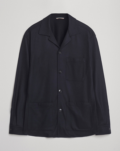 Canali Wool Shirt Jacket Navy – Blå