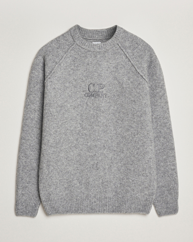 Herre | C.P. Company | C.P. Company Extra Fine Merino Logo Crew Neck Grey