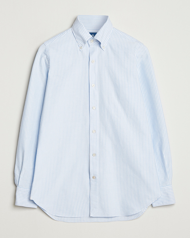 Herre | Finamore Napoli | Finamore Napoli Gaeta Oxford Button Down Shirt Light Blue Stripe