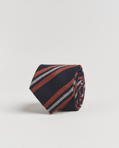 Herre | Finamore Napoli | Finamore Napoli Wool Regimental Stripe Tie Navy/Orange
