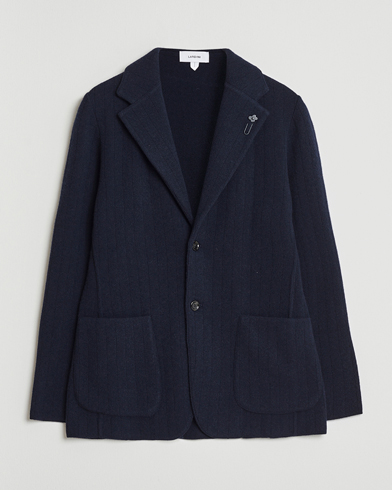 Herre | Lardini | Lardini Wool/Cashmere Knitted Blazer Navy