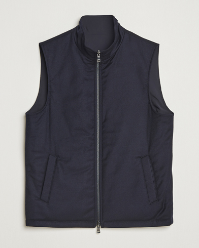 Herre | Oscar Jacobson | Oscar Jacobson Nylon/Wool Reversible Vest Navy