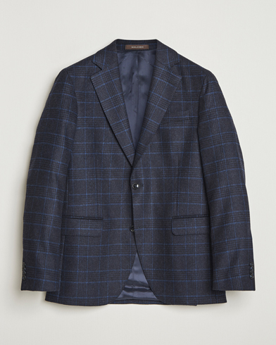 Herre | Oscar Jacobson | Oscar Jacobson Fogerty Checked Wool Blazer Navy