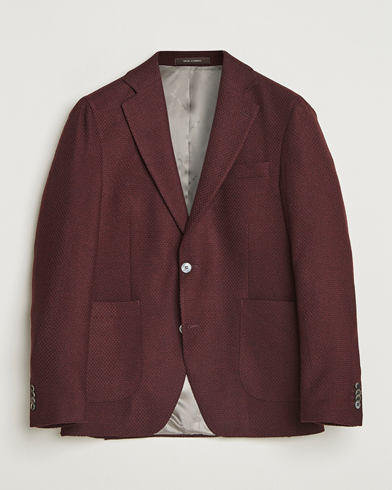 Herre | Oscar Jacobson | Oscar Jacobson Fogerty Patch Structured Wool Blazer Wine