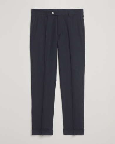 Herre | Oscar Jacobson | Oscar Jacobson Dandy Turn Up Flannel Trousers Navy