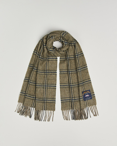 Herre | Oscar Jacobson | Oscar Jacobson Checked Moon Tweed Wool Scarf Green