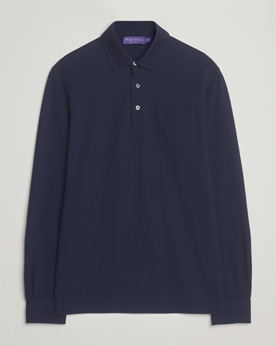 Ralph Lauren Purple Label Long Sleeve Polo Shirt Navy – Blå