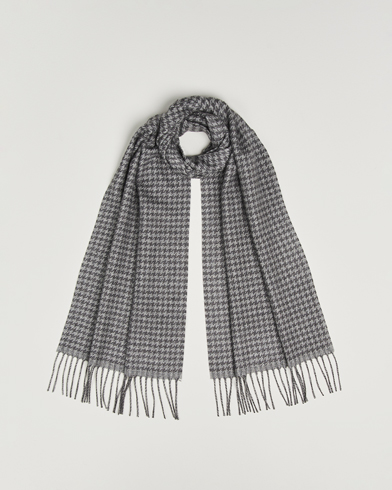 Herre | Piacenza Cashmere | Piacenza Cashmere Cashmere/Silk Houndstooth Scarf Light Grey