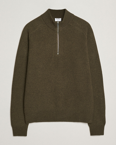Herre | Filippa K | Filippa K Ribbed Wool Half Zip Moss Green