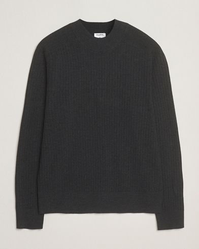 Herre | Filippa K | Filippa K Cotton Merino Knitted Mock Neck Sweater Anthracite Melange