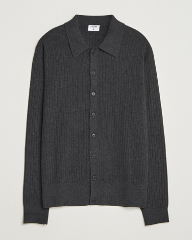 Herre | Filippa K | Filippa K Cotton Merino Knitted Cardigan Anthracite Melange