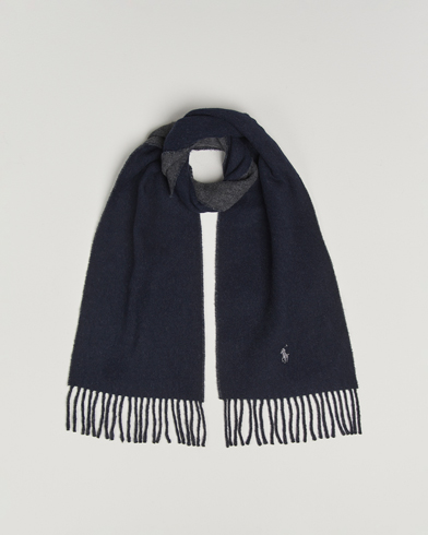 Herre | Polo Ralph Lauren | Polo Ralph Lauren Reversible Wool Scarf Navy/Charcoal