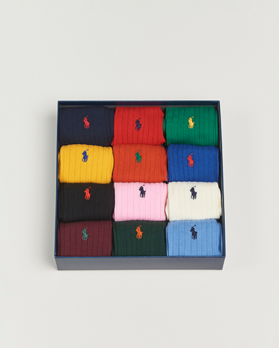 Herre | Polo Ralph Lauren | Polo Ralph Lauren 12-Pack Egyptian Rib Cotton Crew Socks Multicolor