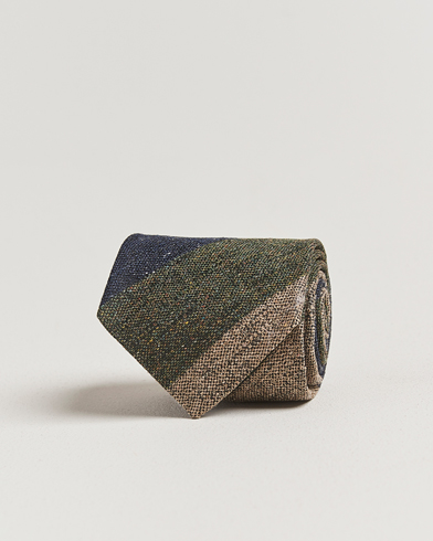 Herre | Stenströms | Stenströms Woven Striped Silk Tie 7,5cm Navy/Green/Beige