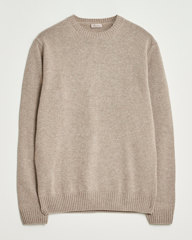 Herre | Stenströms | Stenströms Brushed Merino Crew Neck Light Brown