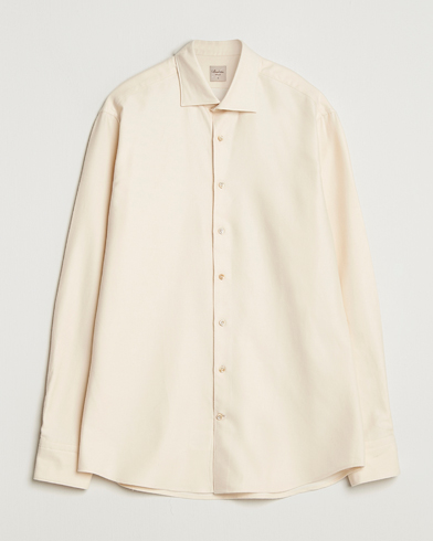 Herre | Stenströms | Stenströms Regular Fit Cut Away Flannel Shirt Light Beige