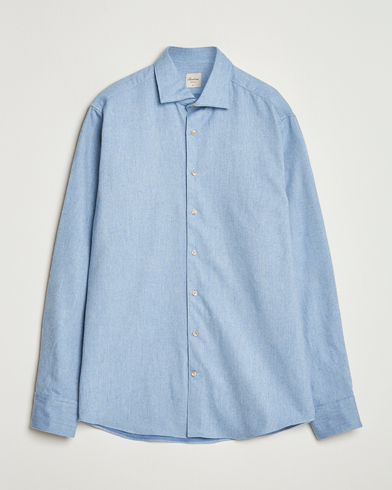 Herre | Stenströms | Stenströms Regular Fit Cut Away Flannel Shirt Light Blue