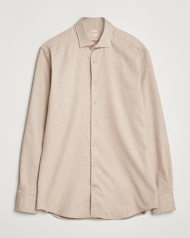 Herre | Stenströms | Stenströms Regular Fit Cut Away Flannel Shirt Beige