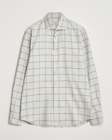 Herre | Stenströms | Stenströms Regular Fit Overcheck Flannel Shirt Light Grey