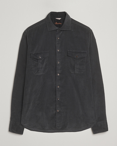 Herre | Stenströms | Stenströms Regular Fit Cord Pocket Shirt Dark Green
