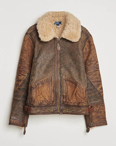 Herre | Polo Ralph Lauren | Polo Ralph Lauren Sherling Lined Bomber Jacket Brown Earth