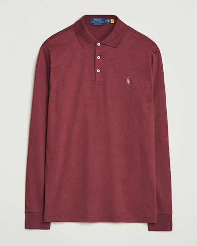 Herre | Polo Ralph Lauren | Polo Ralph Lauren Pima Cotton Custom Slim Fit LS Polo Spring Wine Heather