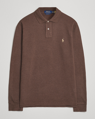 Herre | Polo Ralph Lauren | Polo Ralph Lauren Custom Slim Fit Long Sleeve Polo Nutmeg Brown Heather