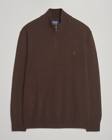 Herre | Polo Ralph Lauren | Polo Ralph Lauren Merino Half-Zip Sweater Cacao Brown Heather