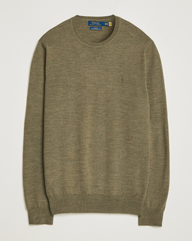 Herre | Polo Ralph Lauren | Polo Ralph Lauren Merino Crew Neck Pullover Cargo Olive Heather
