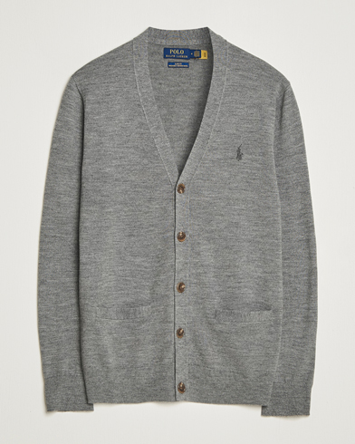 Herre | Polo Ralph Lauren | Polo Ralph Lauren Merino Knitted Cardigan Fawn Grey Heather