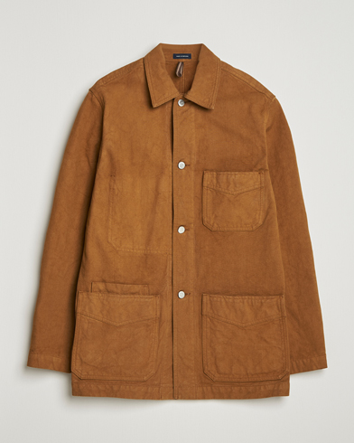 Herre | Drake's | Drake's Duck Cotton Canvas Chore Coat Tobacco