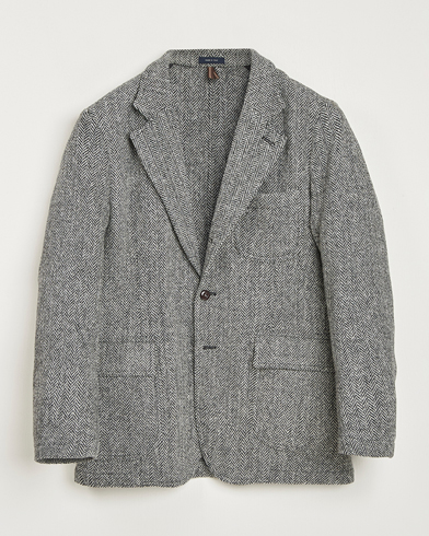 Drake's MKVII Wool Herringbone Blazer Grey – Grå