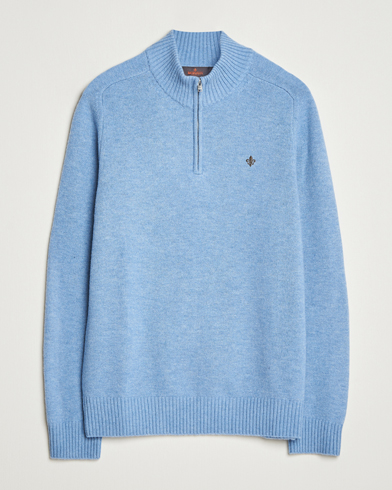 Herre | Morris | Morris Hertford Lambswool Merino Half Zip Light Blue