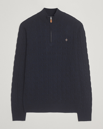 Herre | Morris | Morris Merino Cable Half Zip Navy