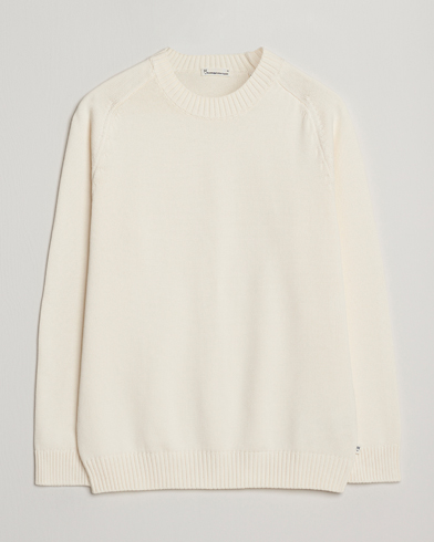 Herre | KnowledgeCotton Apparel | KnowledgeCotton Apparel Plain Knitted Cotton Crewneck Egret