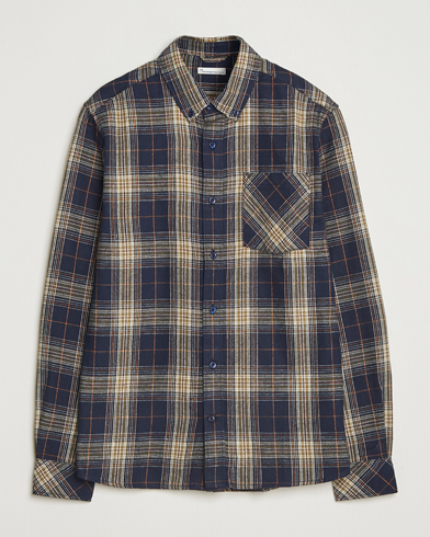 Herre | KnowledgeCotton Apparel | KnowledgeCotton Apparel Checked Flannel Shirt Navy/Green