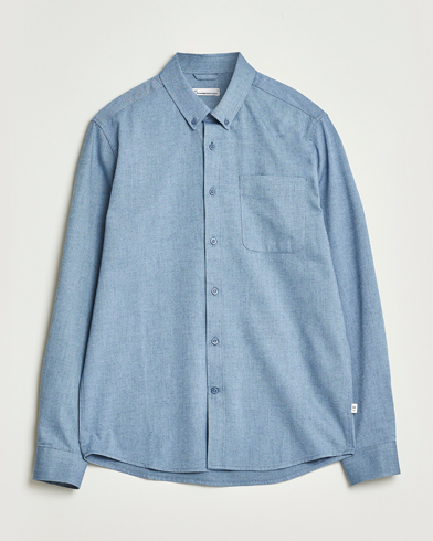 Herre | KnowledgeCotton Apparel | KnowledgeCotton Apparel Regular Fit Melange Flannel Shirt Denim